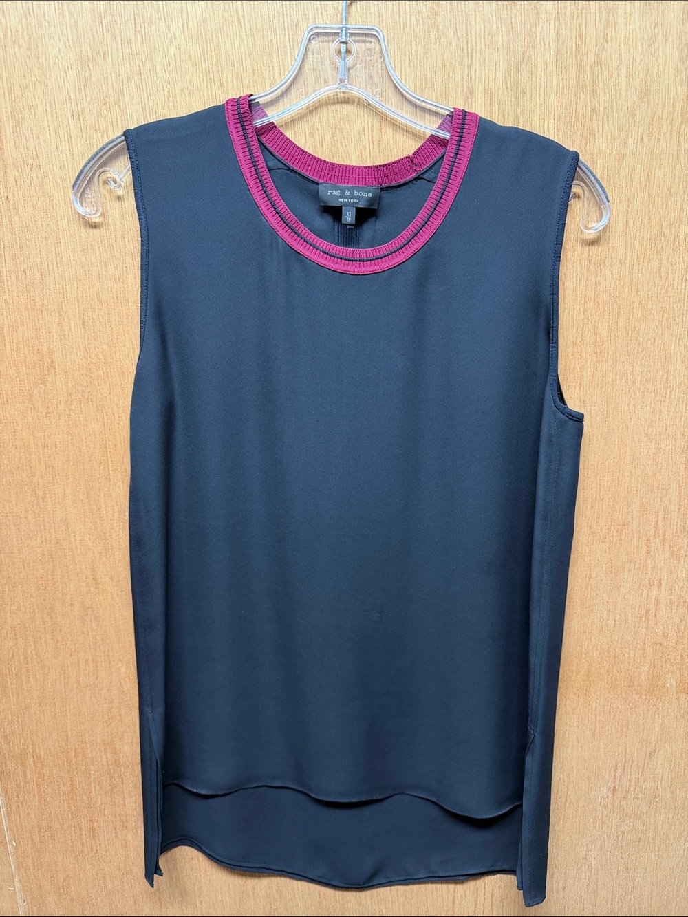 rag & bone Black Tank Top with Berry Trim